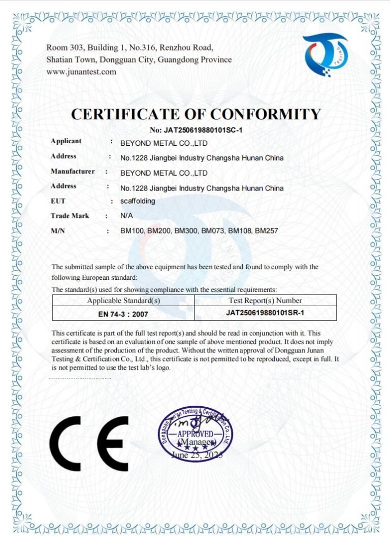 Scaffolding CE Certification